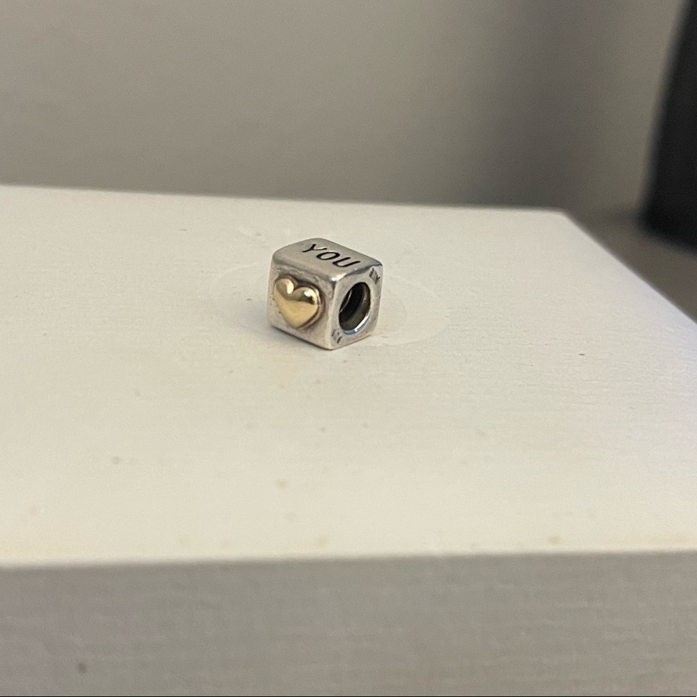 Pandora 925 14k heart I love you block bead charm